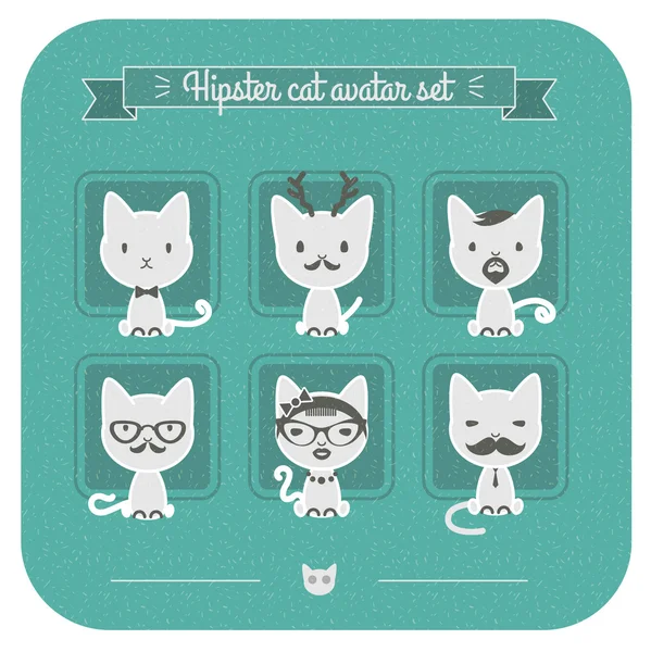 Hipster cat avatar set — Stock Vector
