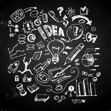 İş karalamalar yazı tahtası üzerinde