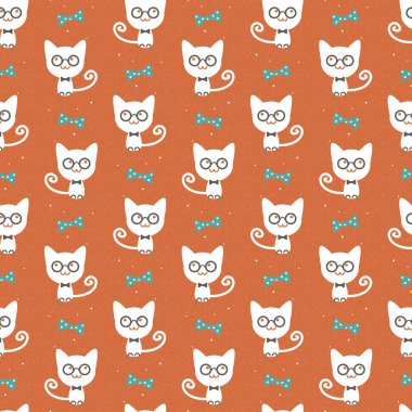 Hipster kedi sorunsuz arka plan.