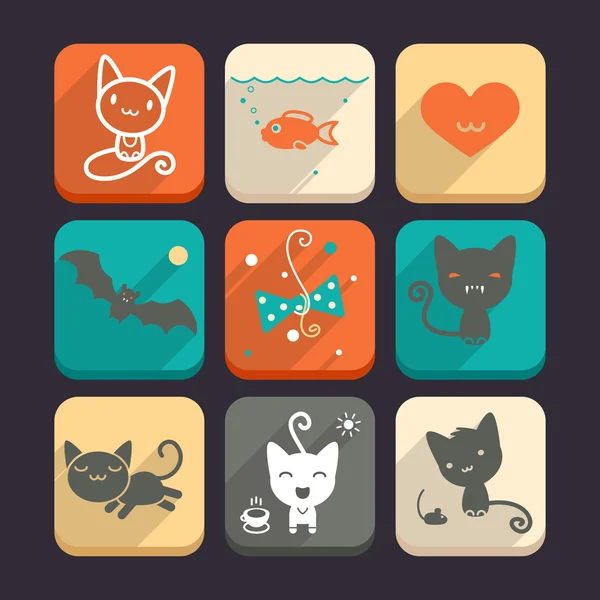 Cats and animal icons — Stock Vector