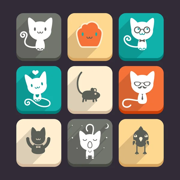 Cats and animal icons — Stock Vector