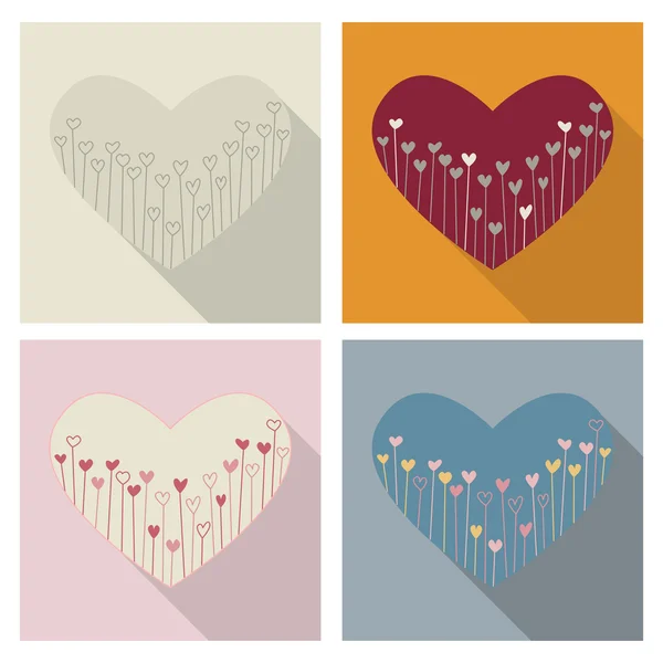 Cuatro corazones coloridos — Vector de stock