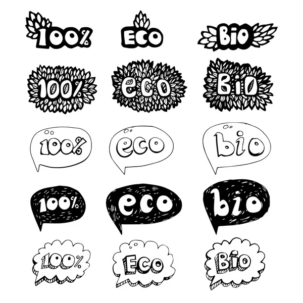 Ecology doodles icon set. — Stock Vector