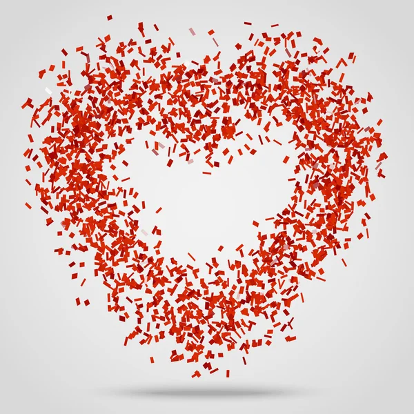 Coeur en confettis rouges — Image vectorielle