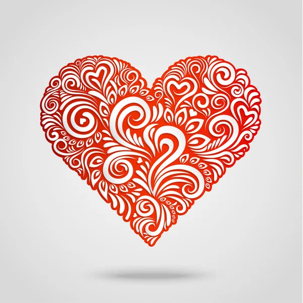 Corazón de papel rojo — Vector de stock