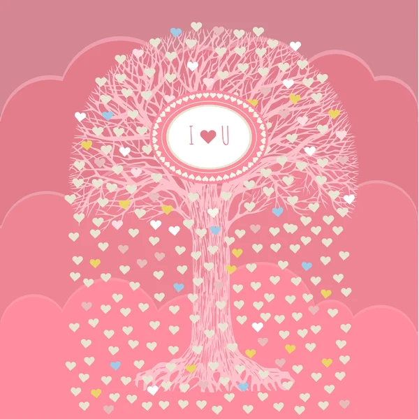 Árbol con hojas en forma de corazón — Archivo Imágenes Vectoriales