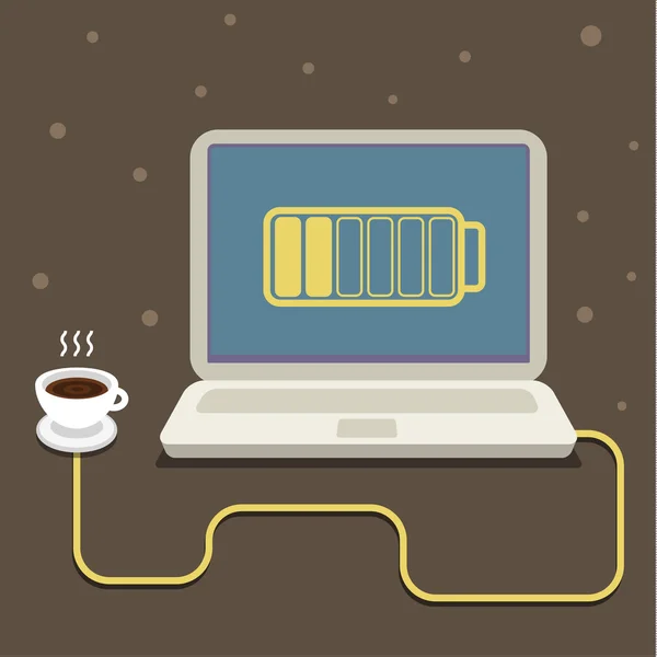 Coffee cup and computer. — Stock Vector