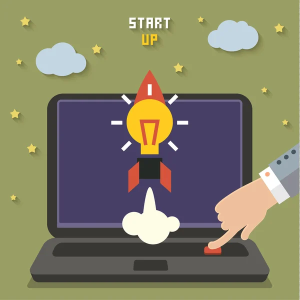 Rocket starting from notebook — Stock Vector