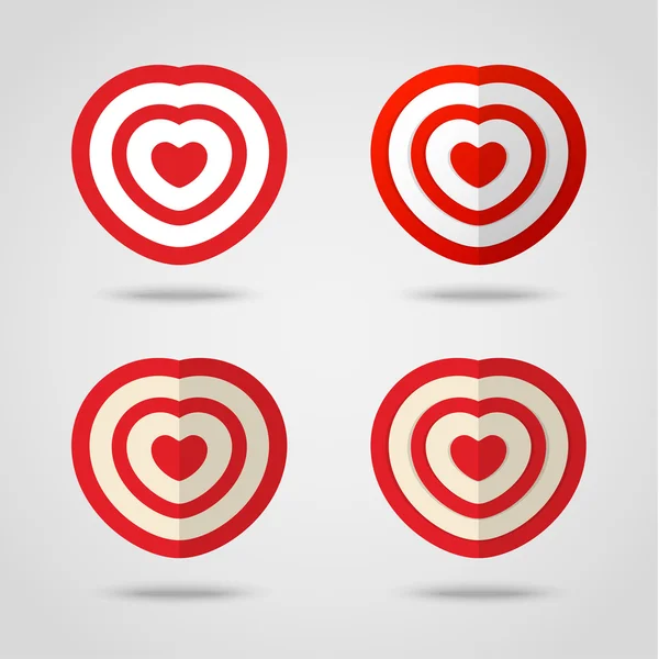 Red hearts target icons — Stock Vector