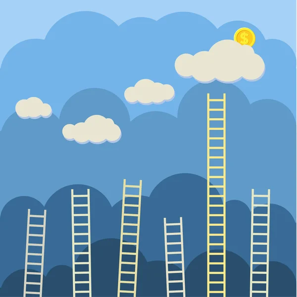Steps to clouds. Concept of success — Stock Vector