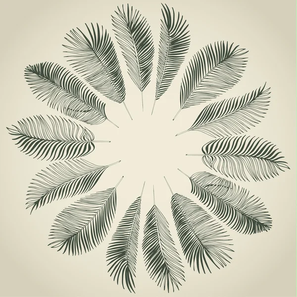 Hand drawn background of palm leaves — Stock Vector