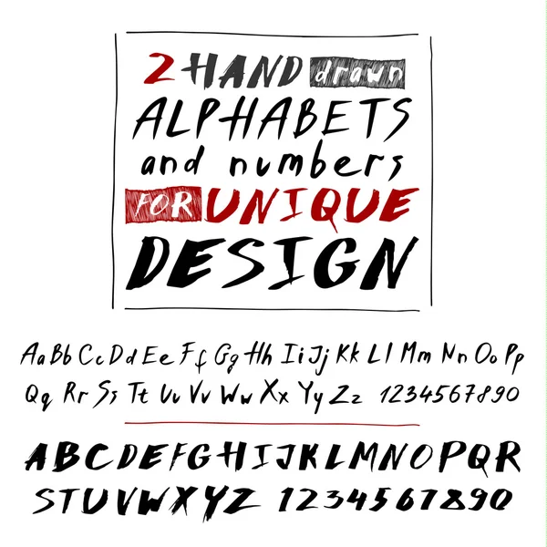 Hand getrokken twee lettertypen op wit — Stockvector