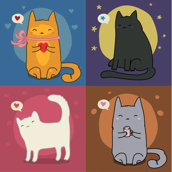 Ensemble de chats mignons — Image vectorielle