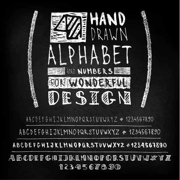 Hand drawn four fonts on blackboard — Stock Vector