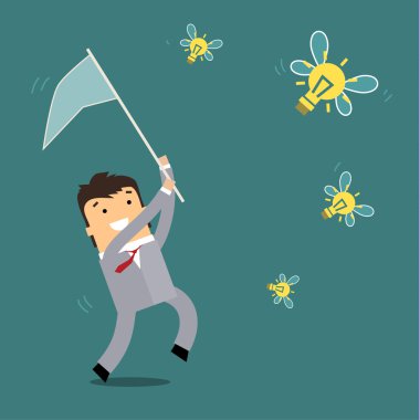 Kelebek ağı ile çalışan iş adamı