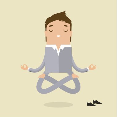 Yoga yaparken karikatür işadamı
