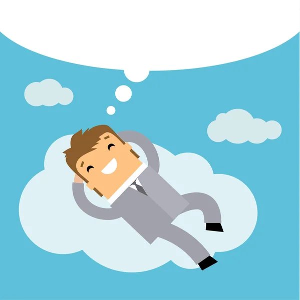 Businessman dreaming on cloud — Stock Vector