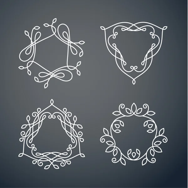 Set of outline monogram frames — Stock Vector