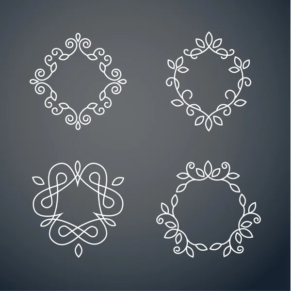 Set of outline monogram frames — Stock Vector