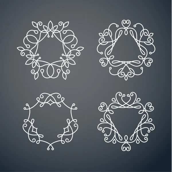 Set of outline monogram frames — Stock Vector