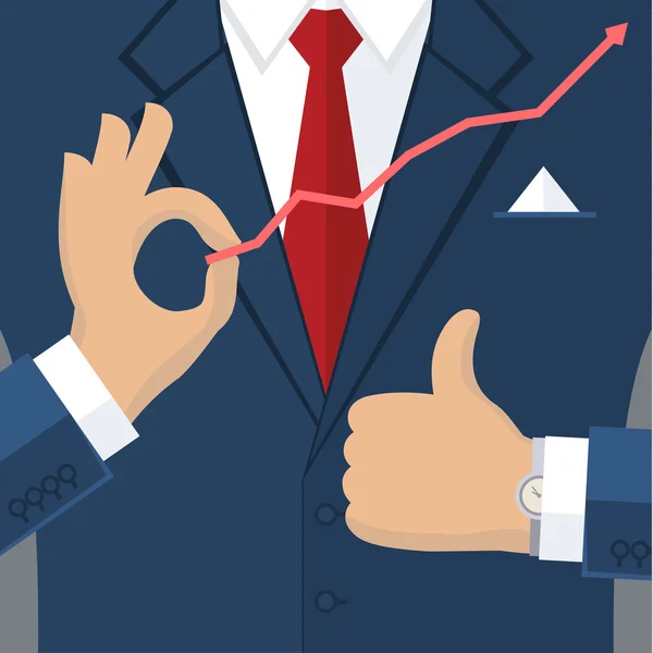 Businessman shows thumb up — Stock Vector