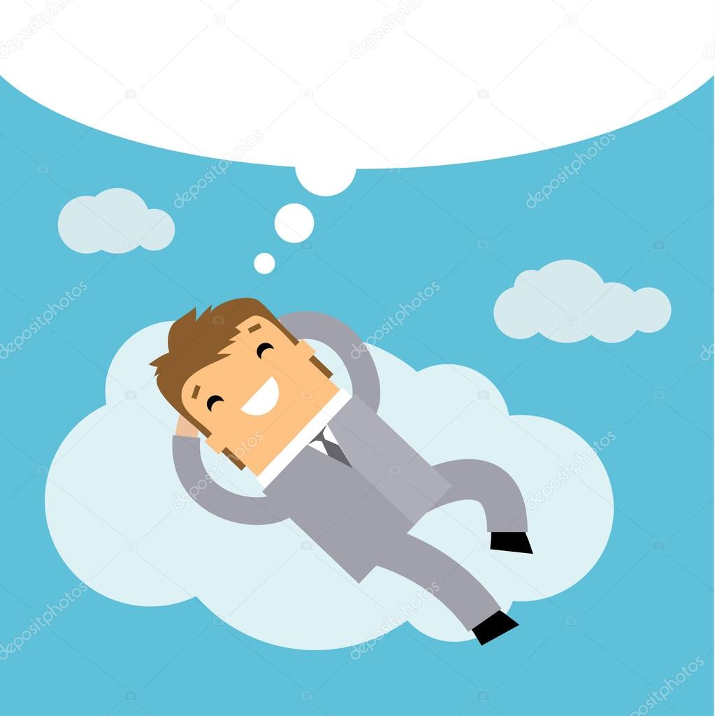 Businessman dreaming on cloud