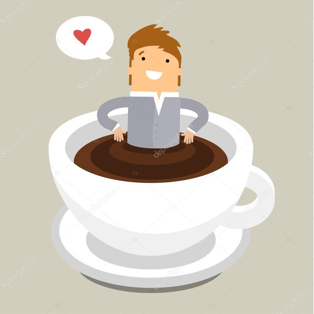 Man relaxing in coffee cup