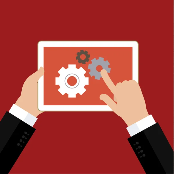 Configuración del icono de la tableta y el engranaje — Archivo Imágenes Vectoriales