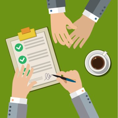 Businessman hand sign business contract