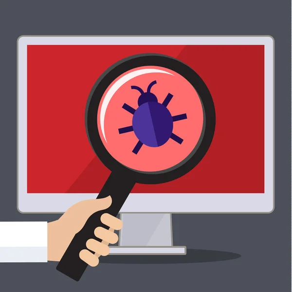 Concept of searching bugs and viruses — Stock Vector