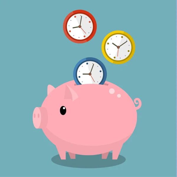 Piggy bank met horloges — Stockvector