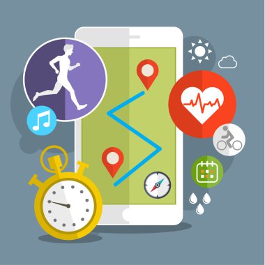 Spor simgeleri ile akıllı telefon