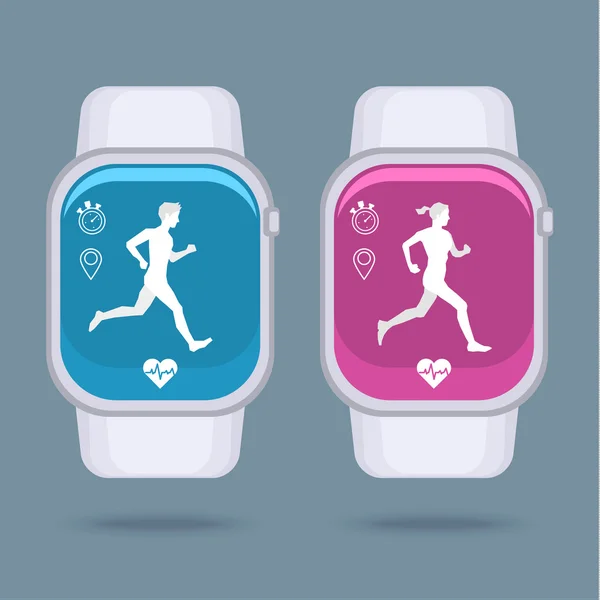 Montre intelligente avec applications de suivi de forme physique — Image vectorielle