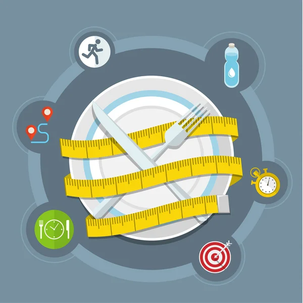 Concept for dieting. Colored flat design — Stock Illustration Concept for dieting. Colored flat design Royalty Free Stock Vectors