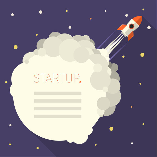 Концепция запуска ракеты в небе
