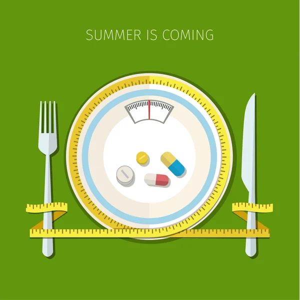 Concept for dieting, planned way of eating — Stock Illustration Concept for dieting, planned way of eating Vector Graphics