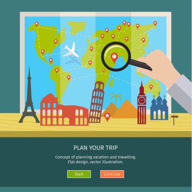 Concept of planning vacation.  clipart