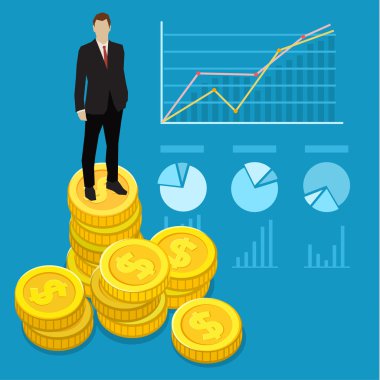 başarılı bir iş adamı kürsüye para