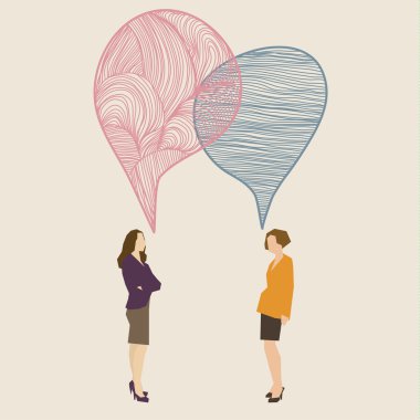 Two women with speech bubbles clipart