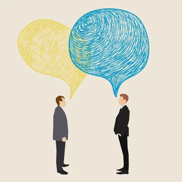 Two men with speech bubbles. — Stok Vektör