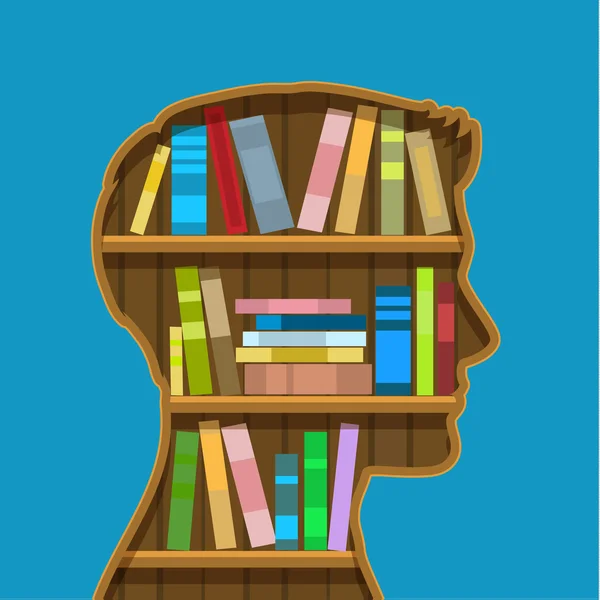 頭の形で本の棚. — ストックベクタ