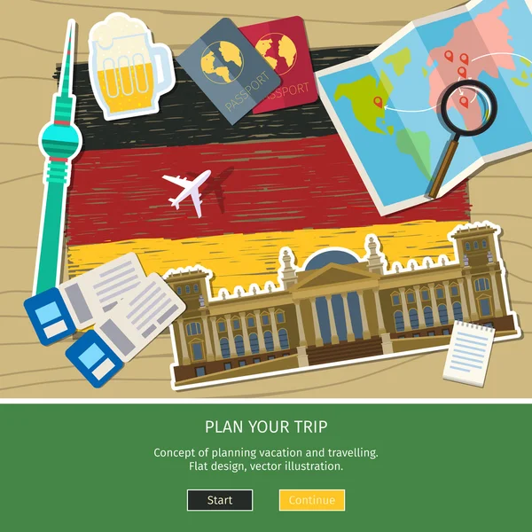 Concept de voyage ou d'étude de l'allemand — Image vectorielle