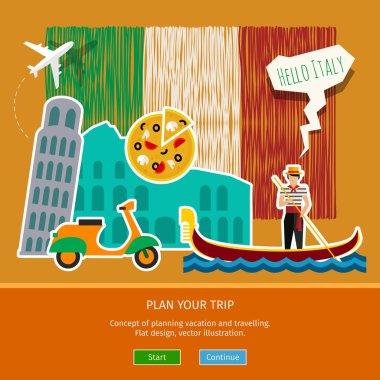 Concept of travel or studying Italian clipart