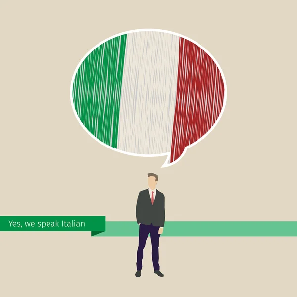 İtalyan bayrağı ile konuşma balonu — Stok Vektör