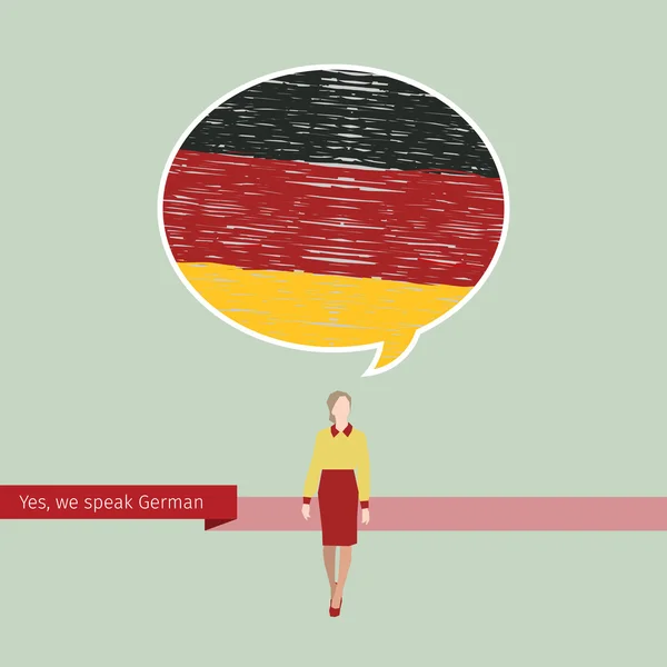 Bolla di discorso con bandiera tedesca — Vettoriale Stock