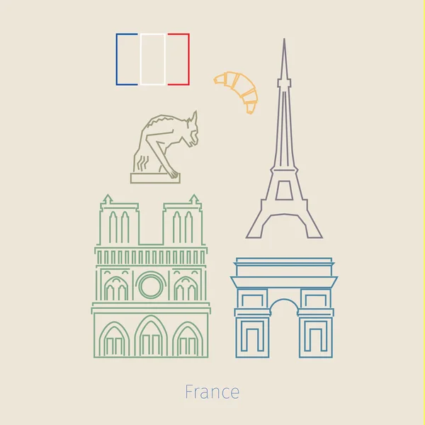 Concept of travel or studying French. — Stock Vector