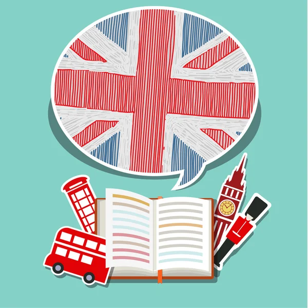 Conceito de viajar ou estudar inglês . —  Vetores de Stock