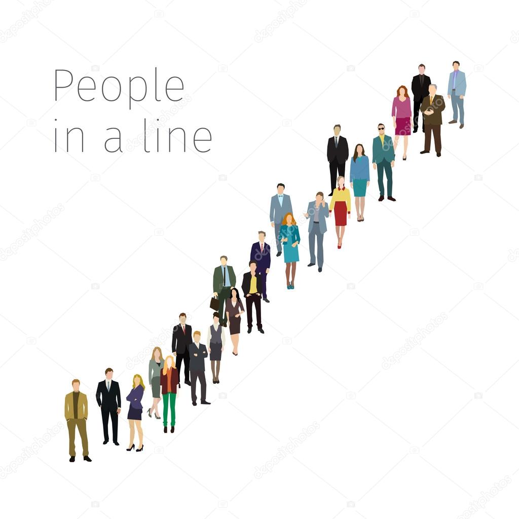 Group of business people standing in line