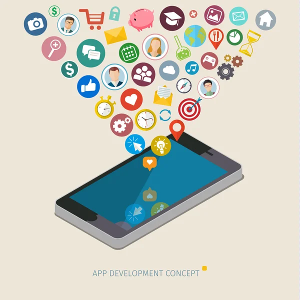 Concept de développement d'applications mobiles — Image vectorielle