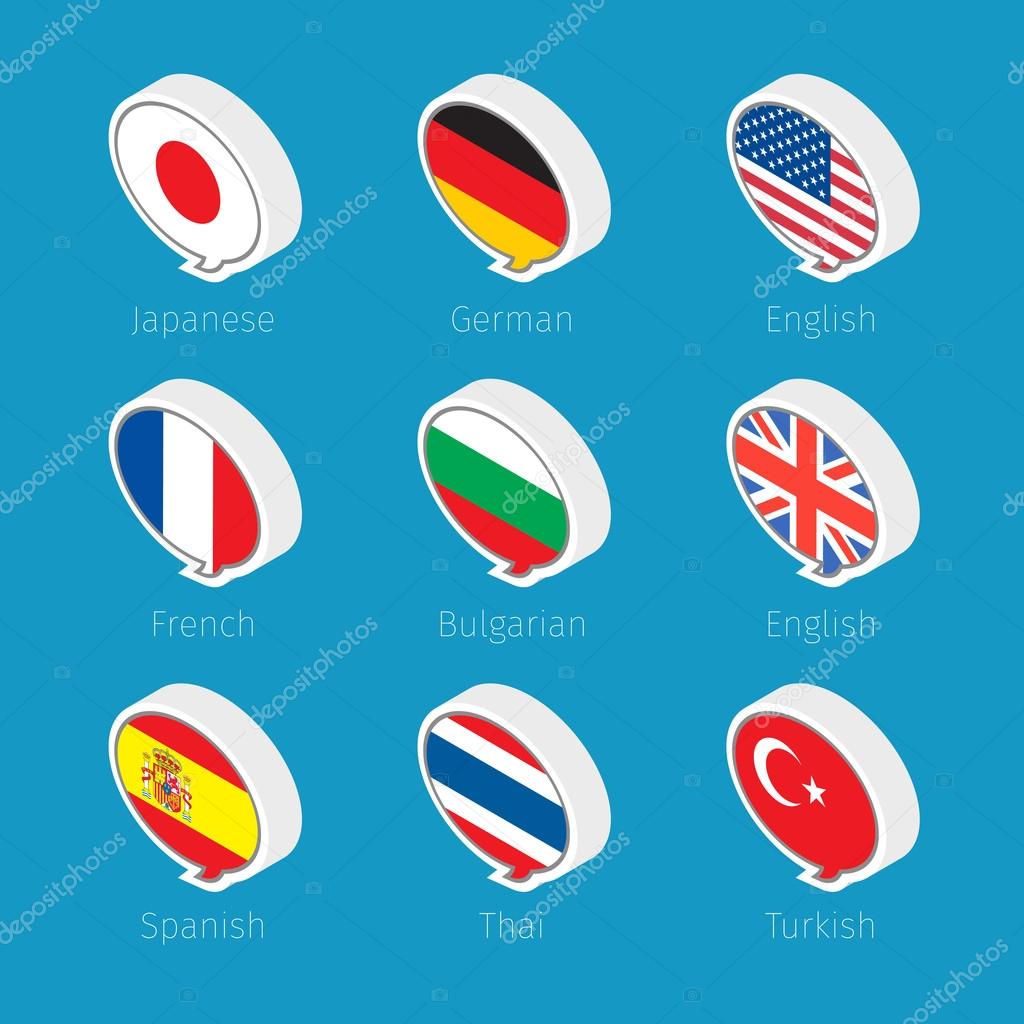 Speech bubbles, languages icons